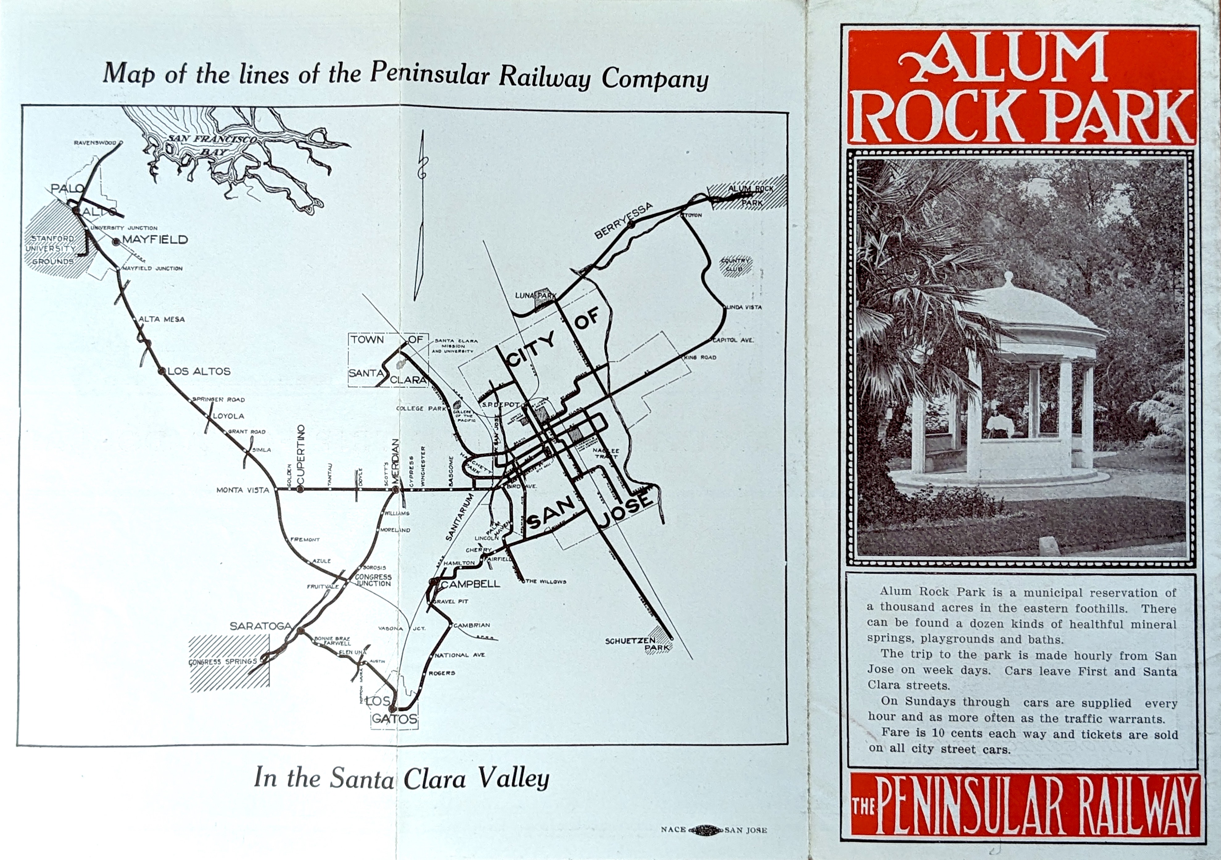 Peninsular Railway Blossom Trolley Trip brochure with map